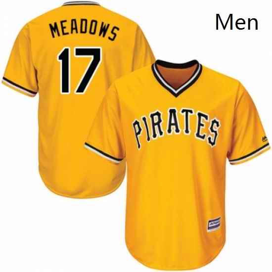 Mens Majestic Pittsburgh Pirates 17 Austin Meadows Replica Gold Alternate Cool Base MLB Jersey